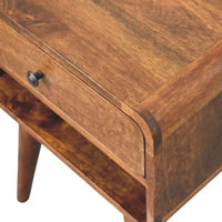 Avora chestnut nightstand warm brown solid mango wood side table with single drawer and open slot