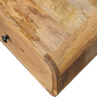 Avora wall-mounted oak-ish nightstand with one light brown solid mango wood drawer and black knob