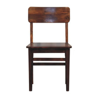 Classic chestnut dining chair with dark brown wood, minimalist design, and visible wood grain perfect for dining rooms