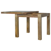 Rustic wooden extendable butterfly dining table with natural finish and visible grain patterns perfect for dining table use
