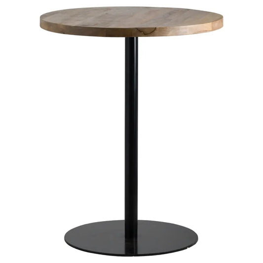 Round hardwood bar table with black metal pedestal base perfect for franklin hardwood bar setups