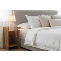 Rustic oak-ish box bedside wooden side table with two shelves and natural wood grain for bedroom use