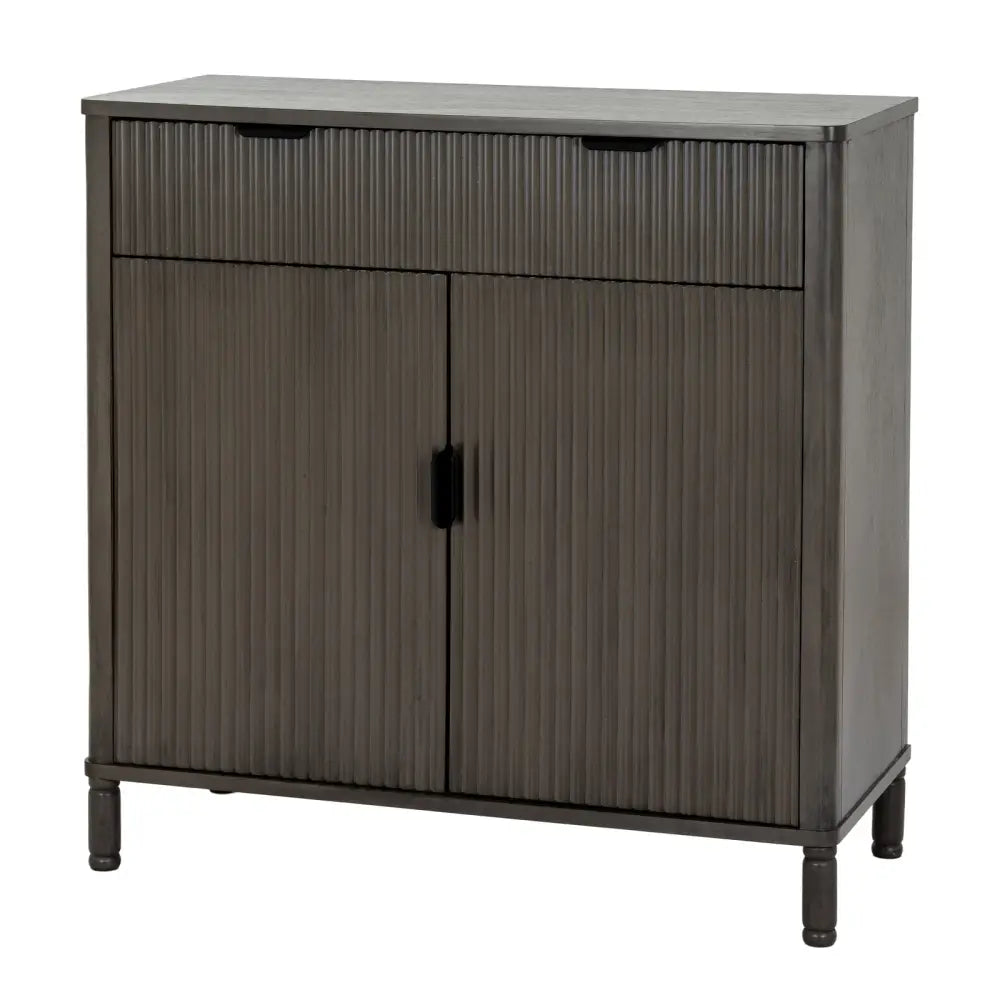 Dark gray ribbed wood sideboard with one drawer and two doors from the reed collection perfect for storage