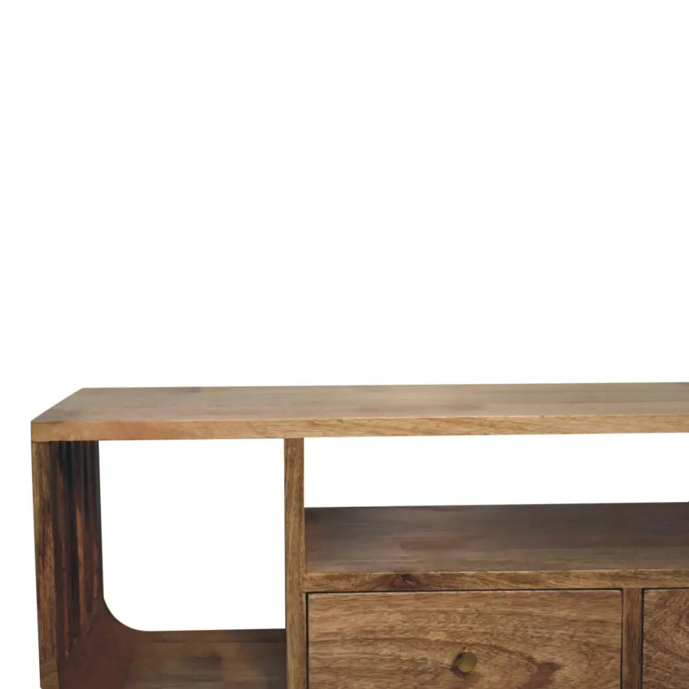 Natural wood soba nordic multi media unit with light warm finish and visible grain patterns media unit for living room