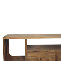 Natural wood soba nordic multi media unit with light warm finish and visible grain patterns media unit for living room