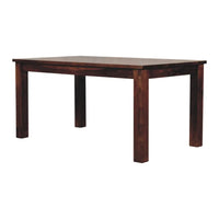 Dark brown wooden tula dining table with sturdy rectangular legs and smooth polished surface for dining use
