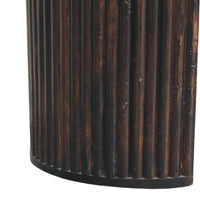 Dark brown distressed mocha fluted bench side table with vertical fluted design and velvet mocha finish