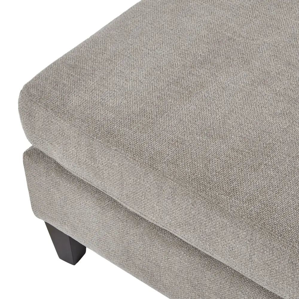 Vesper taupe ottoman foot stool with gray textured fabric and dark wooden legs perfect as an ottoman foot stool