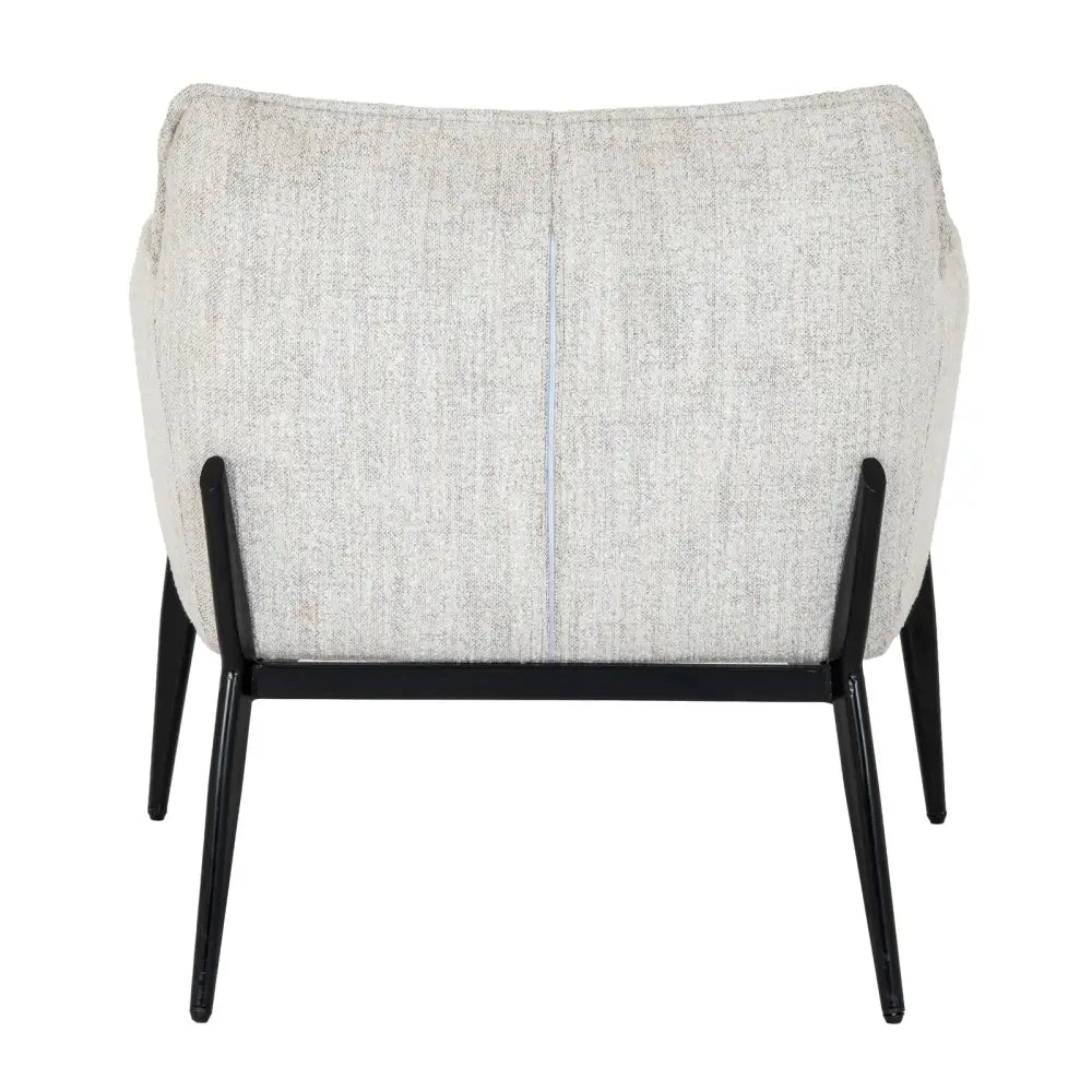 Zephra chair modern armchair with softly contoured silhouette light gray textured fabric and sleek black metal legs