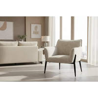 Beige textured fabric zephra chair with sleek black metal legs and a softly contoured silhouette for comfy seating